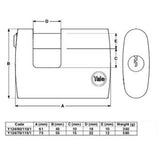Yale Y124/60/110/1-60mm Chrome Plated Armour Lock ( 5 )