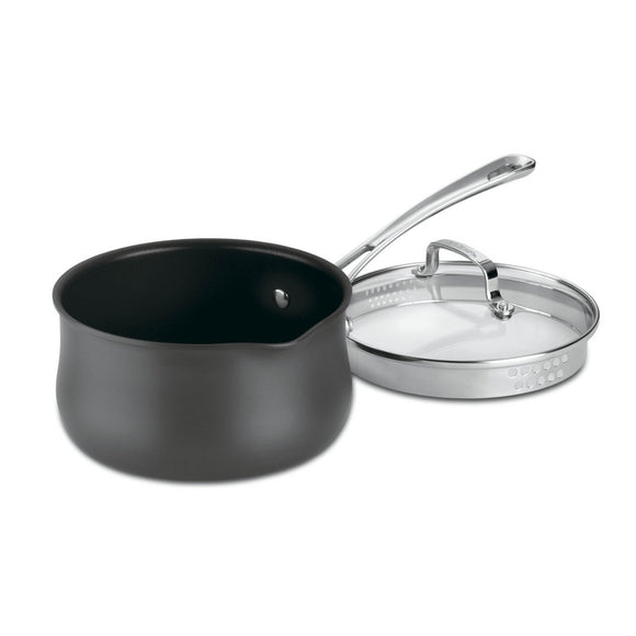 CONTOUR HARD ANODIZED 2 QUART POUR SAUCEPAN WITH COVER