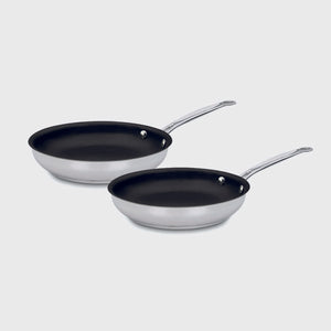 CHEF'S CLASSIC™ STAINLESS SET OF 2 NON-STICK SKILLETS (9" SKILLET & 11" SKILLET)