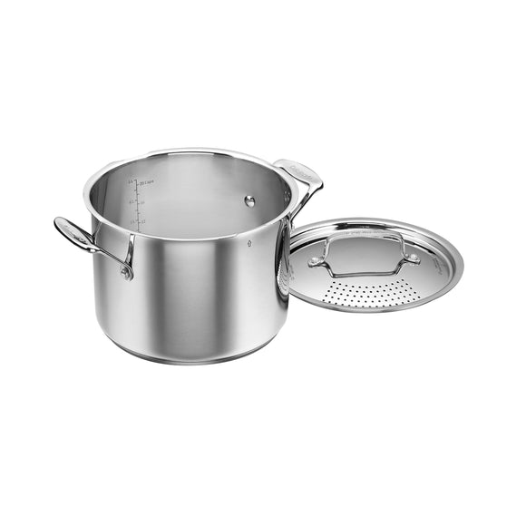 CHEF'S CLASSIC™ STAINLESS 6 QUART STOCKPOT WITH STRAINING COVER