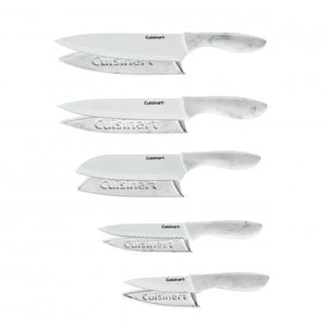 10 PIECE CERAMIC COATED KNIFE SET - FAUX MARBLE