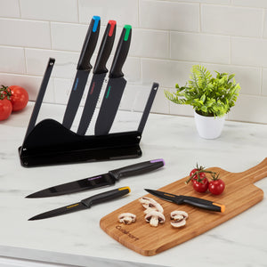 7PC CERAMIC COATED CUTLERY SET IN ACRYLIC BLOCK