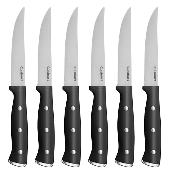 6PC BLACK TRIPLE RIVET STEAK KNIFE SET