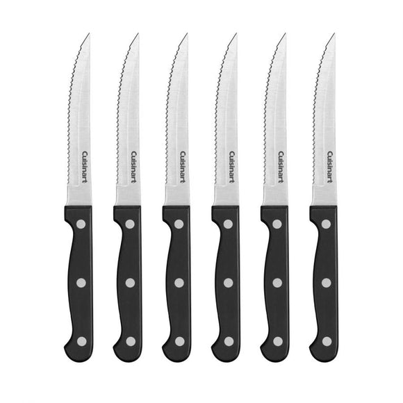 6 PIECE BLACK TRIPLE RIVET STEAK KNIFE SET