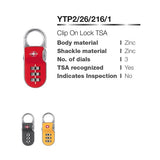 Yale YTP2/26/216/1 - Luggage Lock with TSA