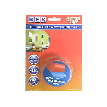 Rex 1854 Mounting Tape Clear Ultra Exterior (1Mx20mm)