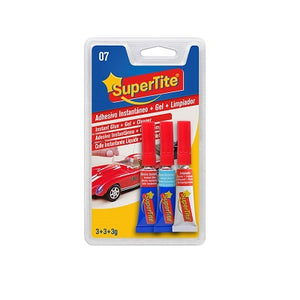 SUPERTite Instant Glue 3g + Instant Glue Gel 3g + Adhesive Cleaner 3g Kit